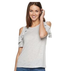 Juicy Couture Ruffle Raglan Top Heather Gray Women's XXL NWT